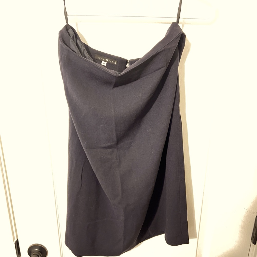$799 Authentic GILMAR Made in ITALY Navy Blue Skirt W/ Back Zipper Sz.46 (27X24)